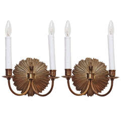 Pair of French 1940s Gilt Bronze Sconces 1