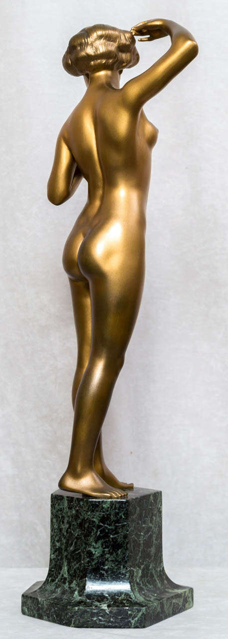 Bronze and Ivory Nude Statue, Signed 