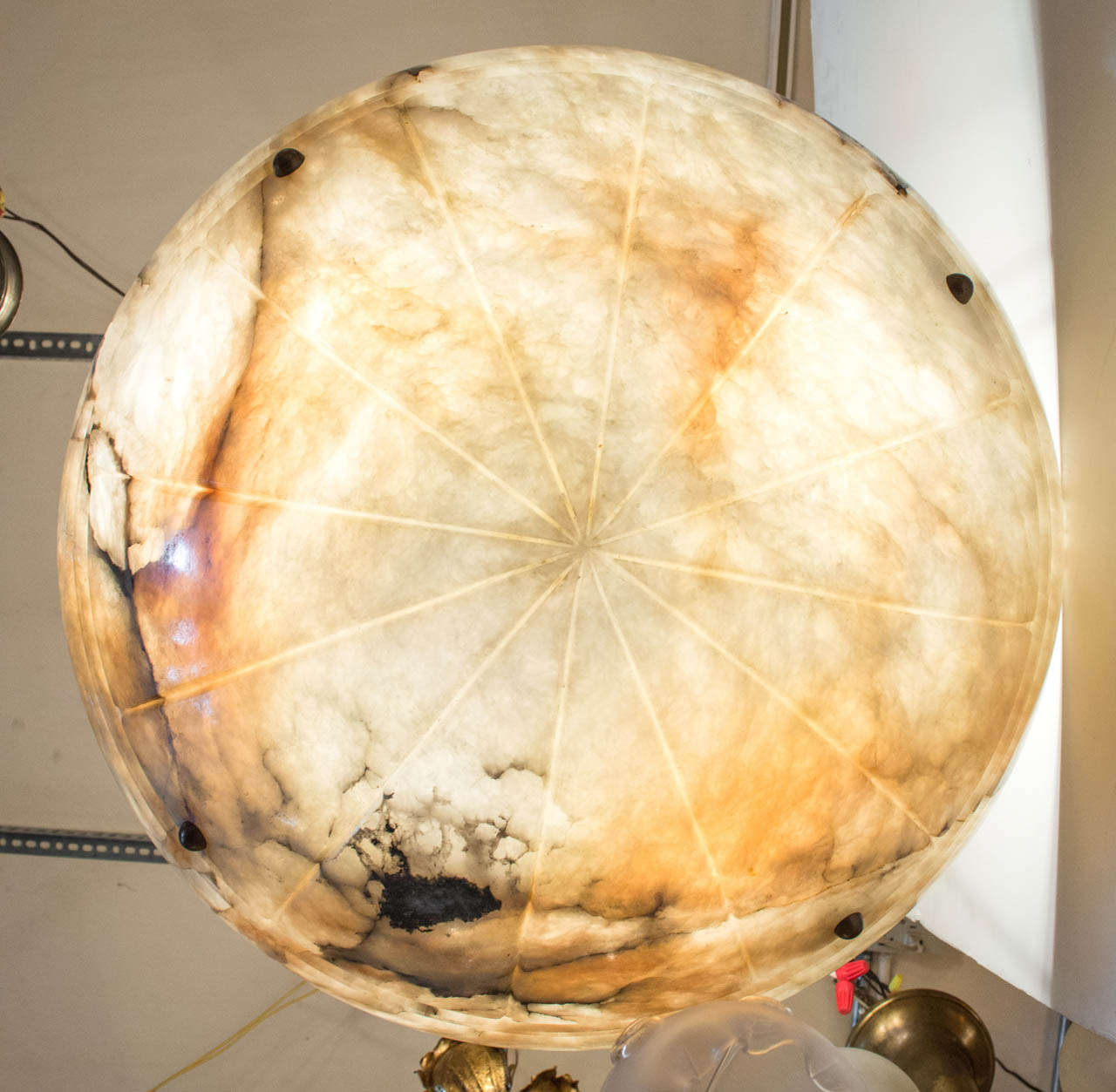 Art Deco Super Luscious Large Alabaster Bowl Pendant/Chandelier