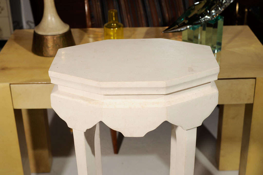 White Fossil Stone Pedestal - Maitland Smith