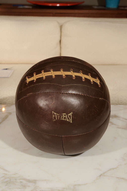 Mid-20th Century 1940s Brown Leather Medicine Ball by Everlast