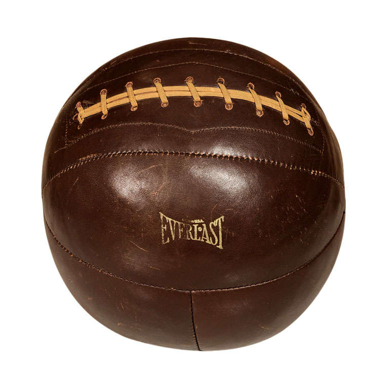 1940s Brown Leather Medicine Ball by Everlast
