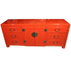 Oriental Influence Orange Lacquered Dresser