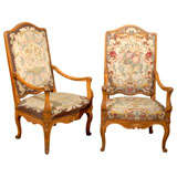 Pair Aubusson Tapestry Companion Chairs
