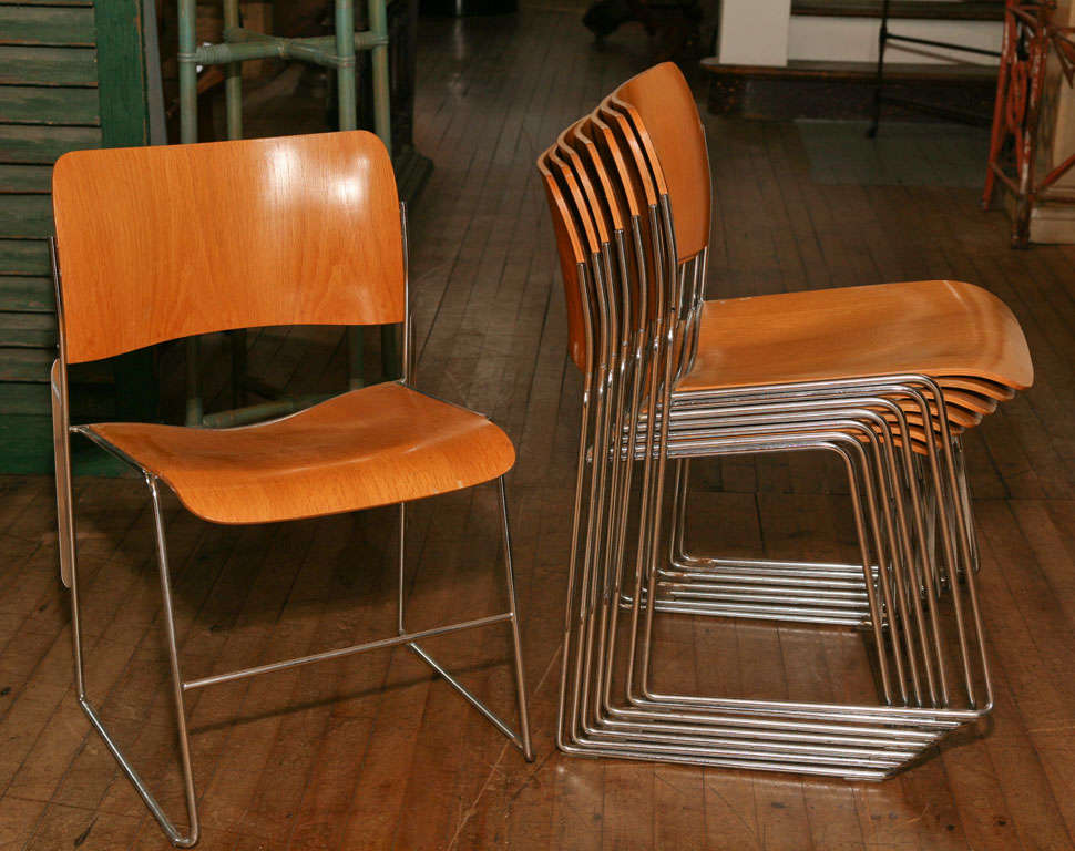 American Set of Eight Stacking Chairs