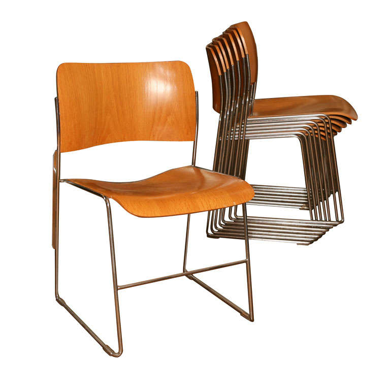 Set of Eight Stacking Chairs