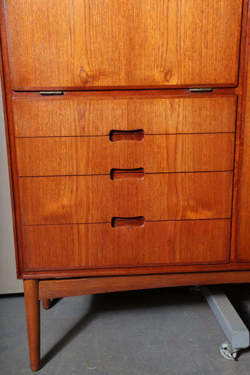 Teak Gentleman's Chest with 2 doors and 4 drawers at 1stdibs