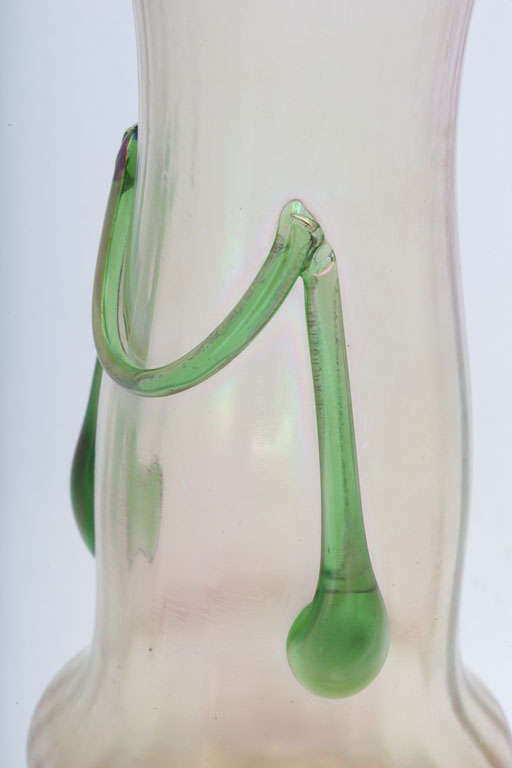 Sterling Silver Mounted Iridescent Glass Vase For Sale 2