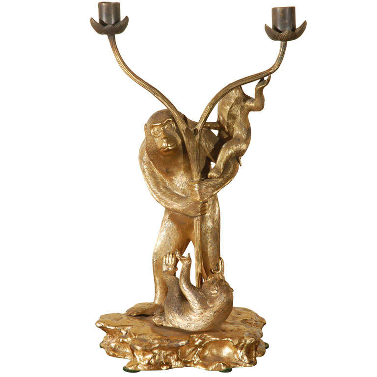 Ormolu Monkey Candelabra For Sale