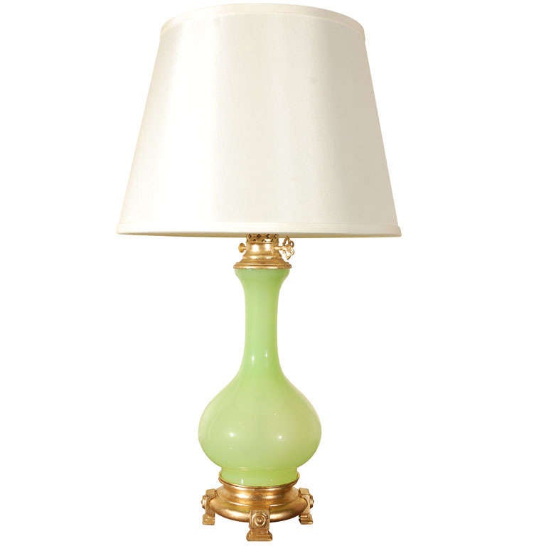 Lime Green Opaline Lamp For Sale at 1stDibs lime green lamp, opaline