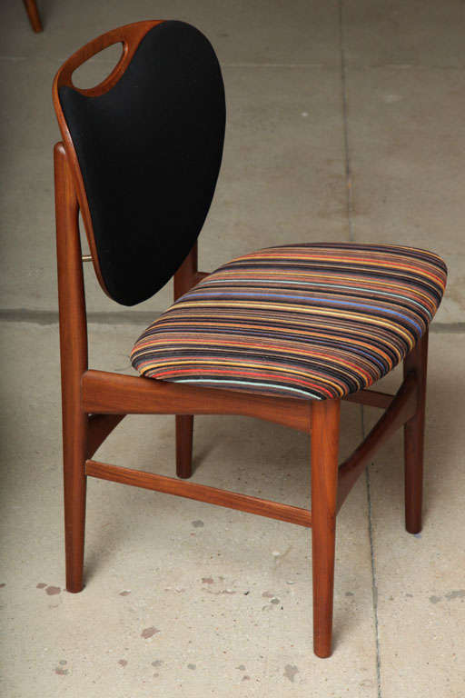 Danish Teak Upholstered Dining Chairs from Denmark, Set of Four