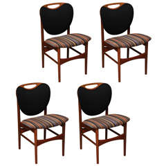 Vintage Teak Upholstered Dining Chairs from Denmark, Set of Four