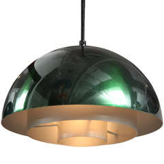 Green and Aluminum Dome Pendant Lamp