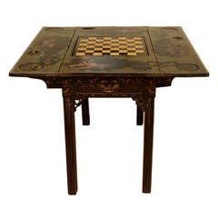 Chinese Export Black Lacquered And Parcel-gilt Games Table
