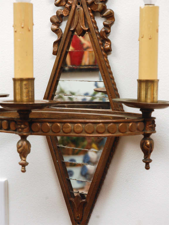 Pair of Art Nouveau Mirrored Sconces