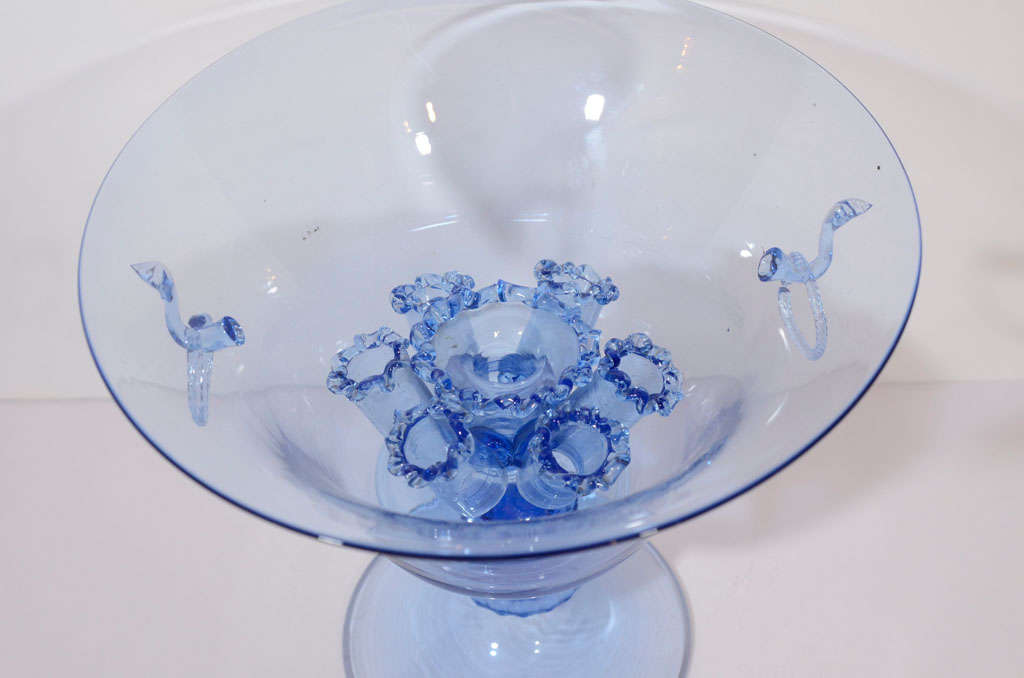 Venetian Glass bowl with removable flower frog. For Sale 2