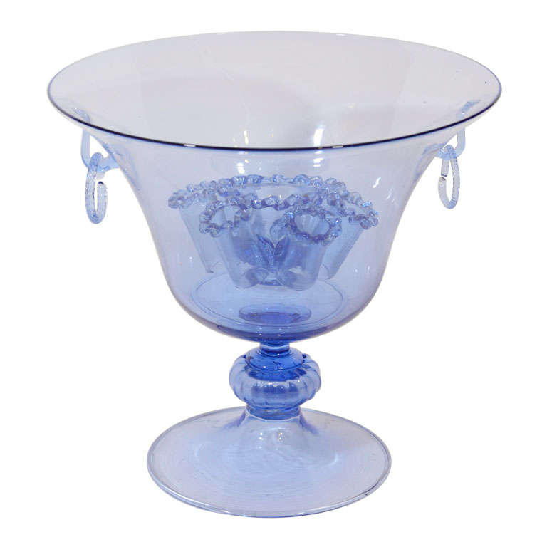 Venetian Glass bowl with removable flower frog. For Sale