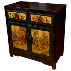 Two Drawer Cabinet w/ Painted Murals