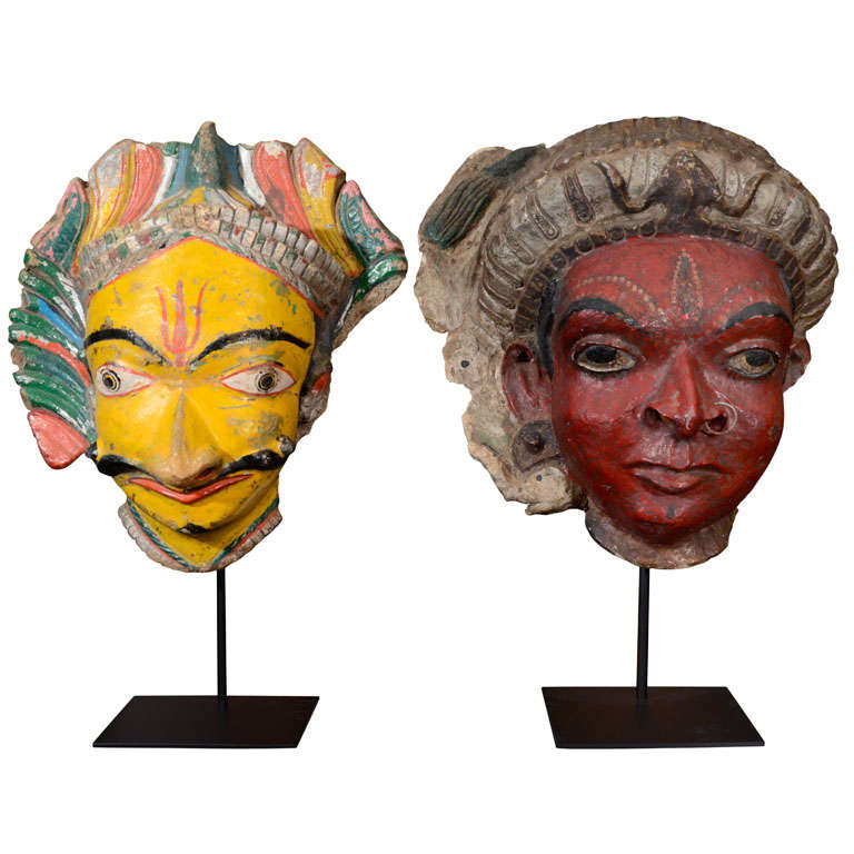 Shiva and Parvati Festival Masks For Sale