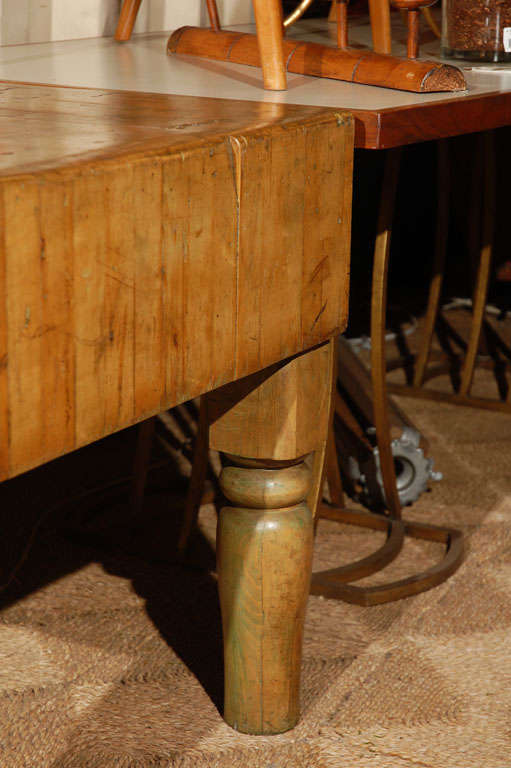 20th Century Late 19th Century French Oak Butcher Block Table.