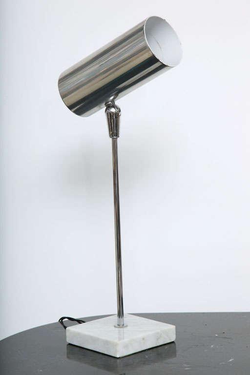Mid-20th Century Minimalist Chrome & Marble Desk Lamp