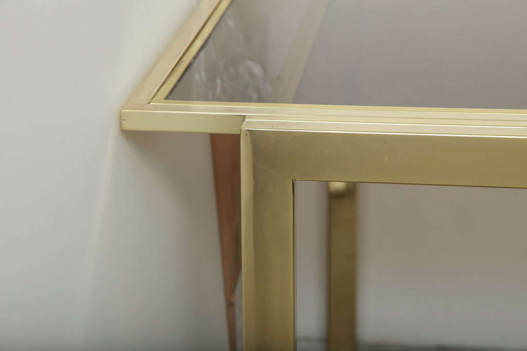 Late 20th Century Minimalist Brass Extending Dining Table by DIA