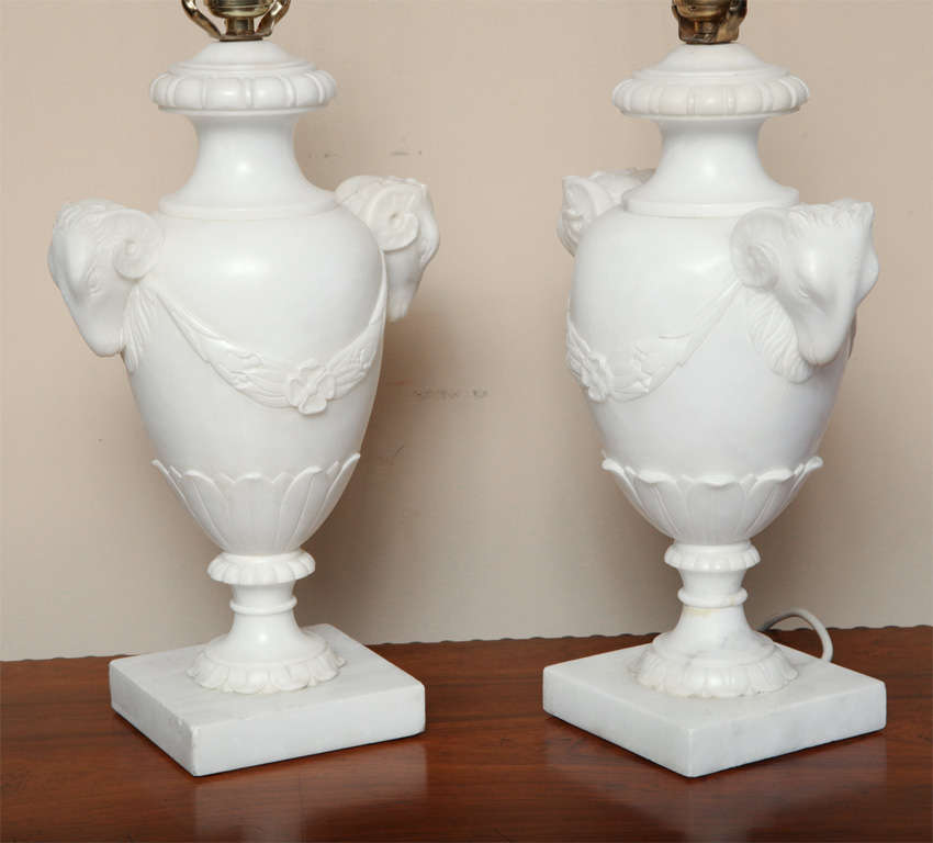 Pair of Alabaster Neo-Classical Lamps