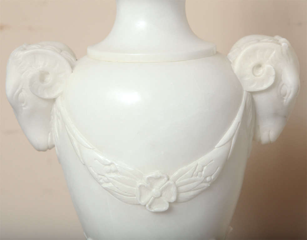 Pair of  1920-30's, Alabaster, Neoclassical Lamps For Sale 2
