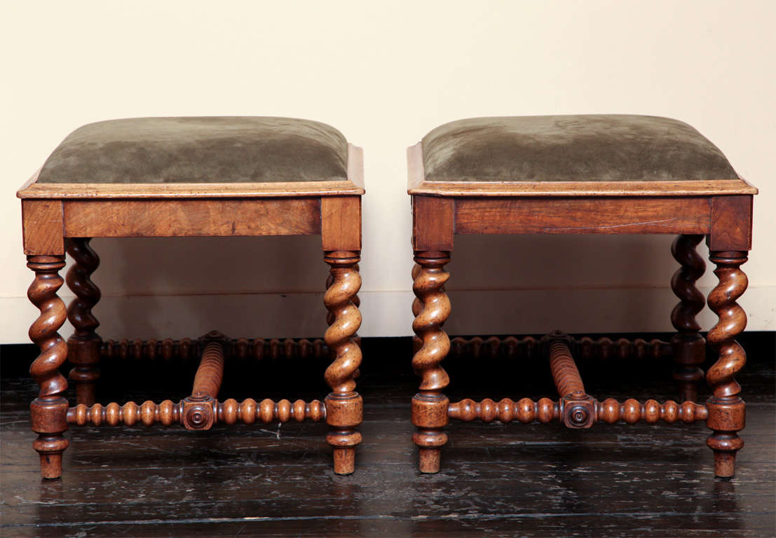 Pair of 19th century barley twist stools