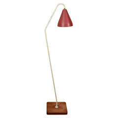 Interesting floor lamp with painted shade and stem