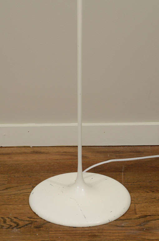 Swiss Pair of white torchiere floor lamps by Max Bill