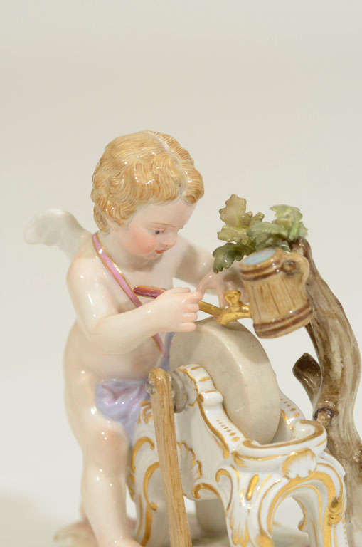 19th Century Meissen Figurine of Cupid on Pinwheel In Excellent Condition For Sale In New York, NY