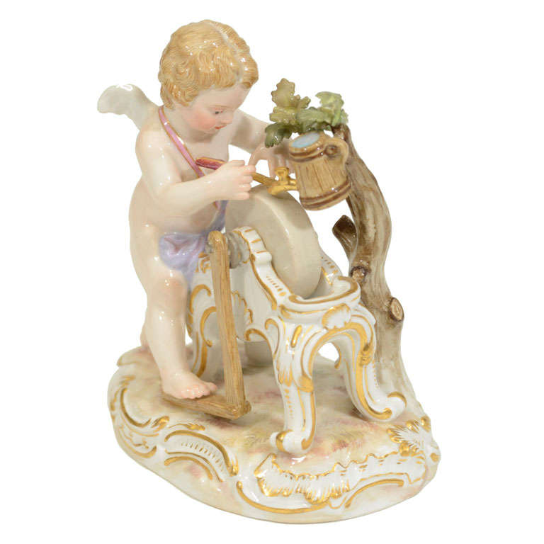 19th Century Meissen Figurine of Cupid on Pinwheel For Sale
