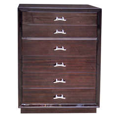 Stunning Modernist Chest   with Sculptural Nickled Pulls
