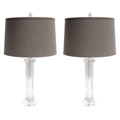 Pair of Art Deco Glass Rods Column Lamps