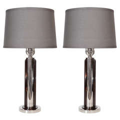 Pair of Art Deco Machine Age Lamps in the Manner of Van Nessen