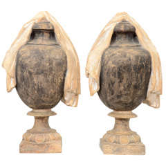 Pair of Italian Neoclassical Terra Cotta Urns