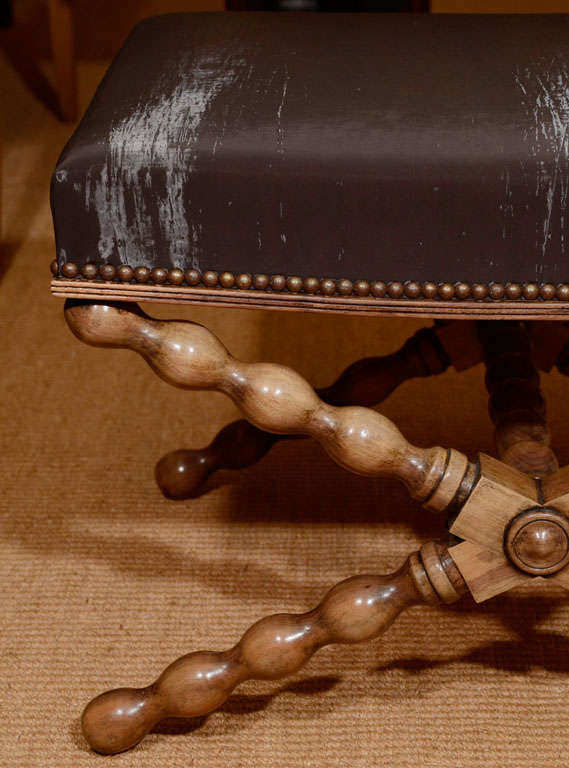 Carved A Pair of Bobbin Turned Arts & Crafts Style Walnut Tabourets