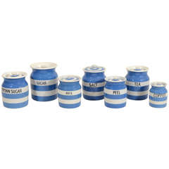 Collection of 7 "T.G. Green & Co." Kitchen Canisters, 1930's