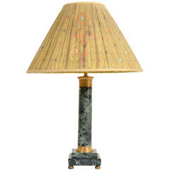 Vintage Empire-Style Green Marble Column Lamp, Late 19th C.
