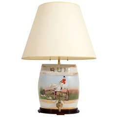 Late 19th C. Rum Keg Lamp with Equestrian Motif,  England
