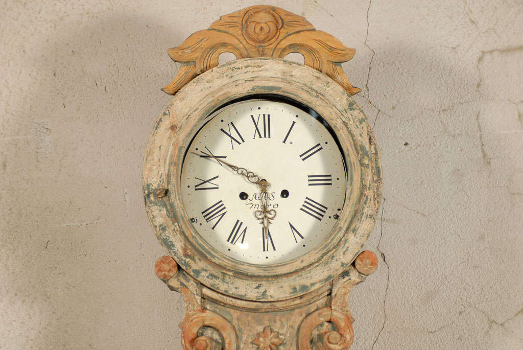 Painted Elegant 19th Century Fryksdahl Swedish Clock