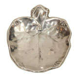 Art Nouveau Sterling Dish of Stylized Lotus being Held by a Frog