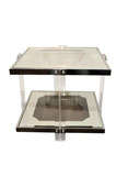 Two Tier Chrome, Lucite, and Mirrored Glass Occasional Table