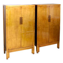 Pair of Gold Leaf Cabinets