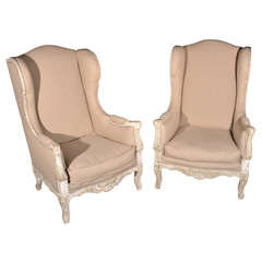 Antique 19th c French Wing Chairs