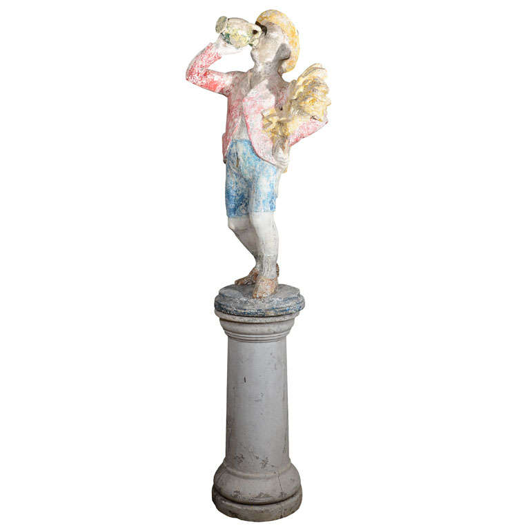 Wonderful Two-Piece Statue of a French Boy For Sale