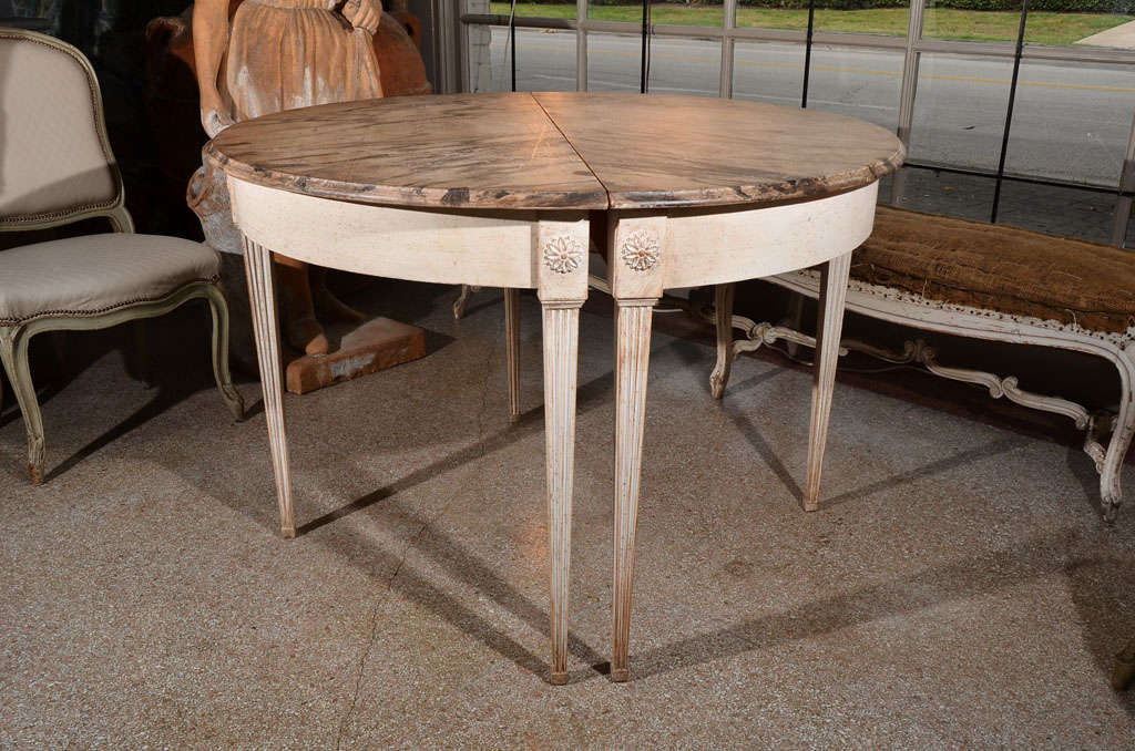 Scandinavian Pair Swedish Demilune Neoclassical Style Tables For Sale