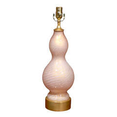 Mid C Italian Murano Glass Lamp On Custom Base, pink