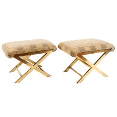 Vintage Brass X-Frame Benches or Stools